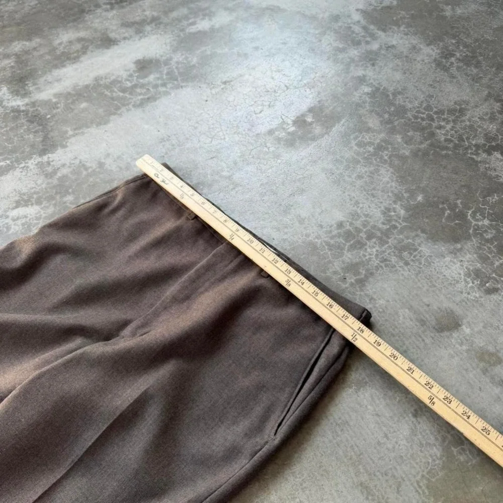 Vintage 90's HAGGAR brown wool wide leg flat front dress slacks trousers